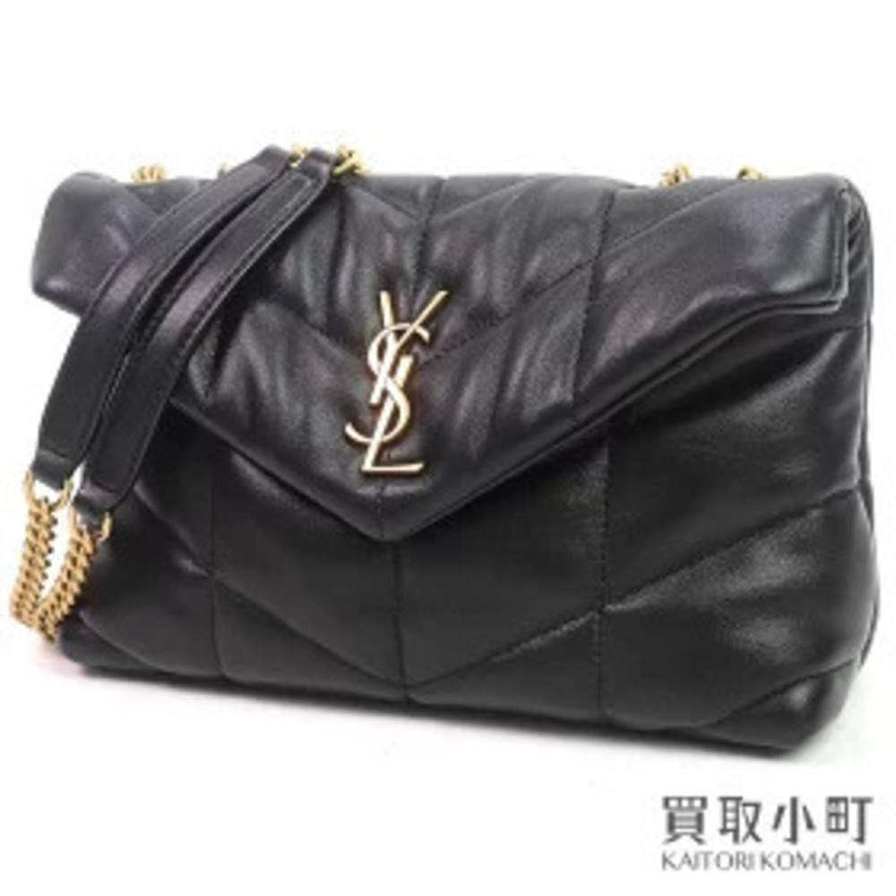 Saint Laurent Loulou Puffer Toy Bag Black Chain Chevron Quilted Crossbody YSL